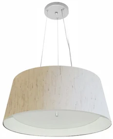 Pendente Cone Linho Bege e Branco MJ-4015 Para Mesa de Jantar e Estar