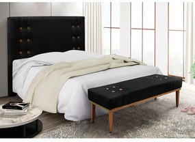 Cabeceira Cama Box Solteiro 90cm e Recamier Gênova Suede Preto S04 - D'Rossi