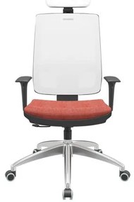 Cadeira Office Brizza Tela Branca Com Encosto Assento Concept Rose RelaxPlax Base Aluminio 126cm - 63604 Sun House