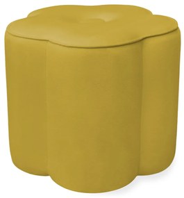 Puff Decorativo Flor Veludo - Amarelo