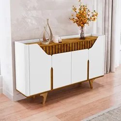 Buffet Aparador 4 Portas 160cm Melissa B02 Branco/Naturalle - Mpozenat