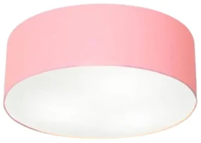 Plafon Cilíndrico Md-3005 Cúpula em Tecido 40x12cm Rosa Bebê - Bivolt