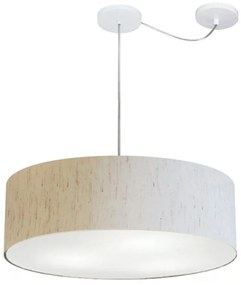 Lustre Pendente Cilíndrico Com Desvio De Centro Md-4259 Cúpula em Tecido 50x15cm Linho Bege - Bivolt