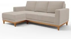 Sofá Living 200cm 3 Lugares Com Chaise Esquerdo Kayrós D05 Boucle Bege
