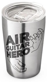 Copo Térmico Premium Inox 380ml Air Guitar Hero Rock - Cromado