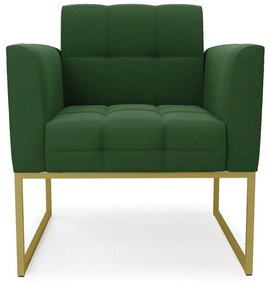 Poltrona Elisa Suede Base Metálica Industrial Dourado - D'Rossi - Verde