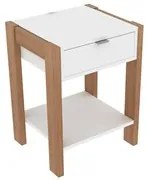 Mesa de Cabeceira 1 Gaveta AZ1016 Amêndoa/Branco - Tecno Mobili