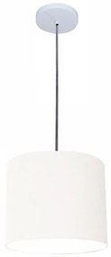 Luminária Pendente Vivare Free Lux Md-4107 Cúpula em Tecido - Branca - Canopla branca e fio transparente