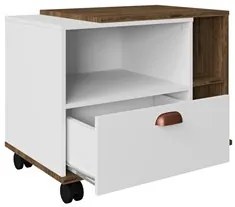 Gabinete de Banheiro com Rodízios Japão B02 Branco/Ipê - Mpozenato