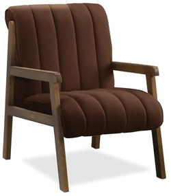 Poltrona Decorativa para Sala Base de Madeira Daline Bouclê E03 - D'Rossi - Marrom