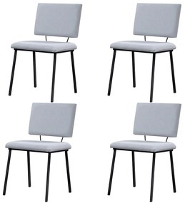 Kit 4 Cadeiras Decorativas Sala de Jantar Fennel Linho Gelo G17 - Gran Belo