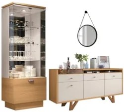 Cristaleira Aruan Buffet Ellora e Espelho Adnet 54cm H01 Off White/Cin