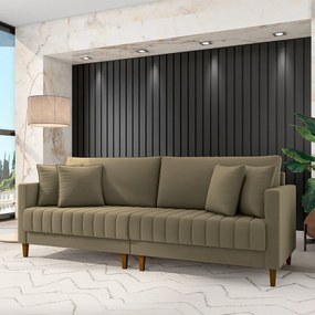 Sofá Living Decorativo Hamburgo Bipartido 2 Lugares 216cm com Almofadas Pés em Madeira Veludo Castor G33 - Gran Belo