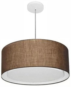 Lustre Pendente Cilíndrico Duplo Md-4294 Cúpula em Tecido 50x25cm Café - Bivolt