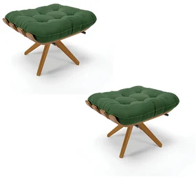 Puff Giratório Costela kit 2 Suede Base de Madeira MA30 M11 - D'Rossi - Verde