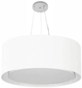 Lustre Pendente Cilíndrico Duplo Md-4302 Cúpula em Tecido 60x30cm Branco - Bivolt