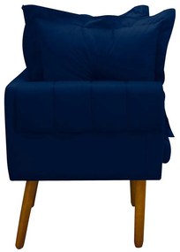 Poltrona Decorativa Londres Suede Azul Marinho Pés Palito Castanho D'Rossi