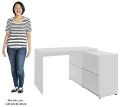 Mesa Escrivaninha em L Link e Estante Livreiro 45x81cm Lean A06 Branco