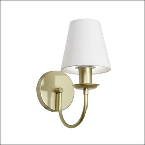 Arandela Cordoba 30X14X25Cm Metal Alumínio E Cúpula Tecido 01Xe27 G45... (BRANCO / DOURADO BRILHO)