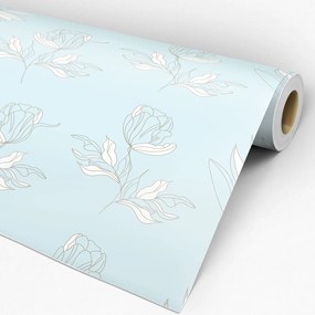 Papel de Parede floral azul e branco