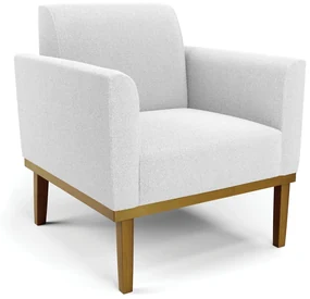 Poltrona para Sala Base Madeira Castanho Marisa Bouclê Off White D03 - D'Rossi