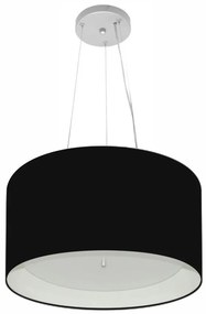 Lustre Pendente Cilíndrico Md-4319 Cúpula em Tecido 40x25cm Preto / Branco - Bivolt