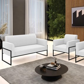 Namoradeira e Poltrona Industrial Alta Preto Marisa Bouclê Off White D03 - D'Rossi