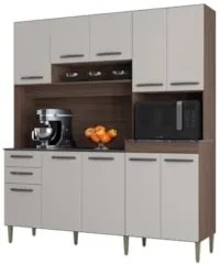 Armário de Cozinha Compacta 180cm Regina P11 Chocolate/Off White - Mpo