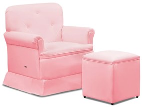 Poltrona de Amamentação Base Balanço e Puff Lígia Sintético Rosa Bebê E03 - D'Rossi