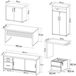 Conjunto Escritório Home Office 6 Peças Corp A06 Charuto/Preto - Mpoze