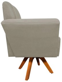 Kit 02 Poltronas Giratória Dora Suede Base Madeira MM30 D'Rossi - Marrom Rato