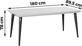 Mesa De Jantar Kaya 180cm x 89cm P/ 6 Lugares C/ Vidro Off White /