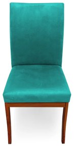 Conjunto 2 Cadeiras Raquel para Sala de Jantar Base de Eucalipto Suede Azul Tiffany