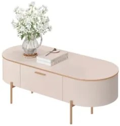 Mesa de Centro Para Sala Pés Metálicos Clover D04 Off White - Mpozenat