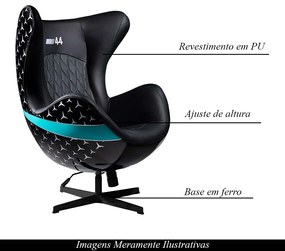 Kit 2 Poltronas Decorativas Egg Chair nº 44 Hamilton Preta G53 - Gran Belo