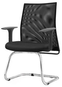 Cadeira Liss com Braco Fixo Assento Courino Preto Base Fixa Cromada - 54669 Sun House