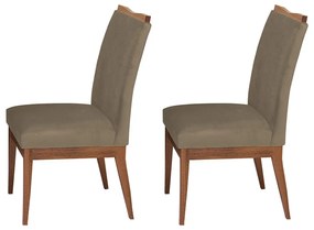 Conjunto 2 Cadeiras Decorativa Leticia Veludo Cappuccino