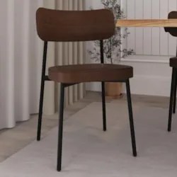 Cadeira de Jantar Estofada Kit 4 Ella M25 Sintético Marrom - Mpozenato