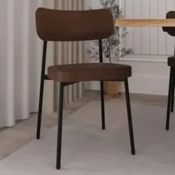 Cadeira de Jantar Estofada Kit 4 Ella M25 Sintético Marrom - Mpozenato