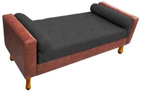 Recamier Félix King Size 195cm Corano Nozes e Linho Chumbo - ADJ Decor