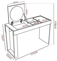 Penteadeira Escrivaninha com Espelho Concept M20 Branco - Mpozenato