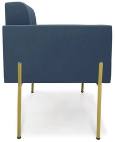 Poltrona Pé de Ferro Dourado para Sala Elisa Suede D03 - D'Rossi - Azul Marinho