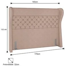 Cabeceira Cama Box Casal Queen 160cm Trinidad P02 Linho Areia - Mpozen