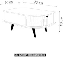 Mesa de Centro para Sala 90cm Indy Z10 Off/Cinamomo - Mpozenato