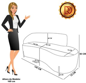 Sofá 2 Lugares Orgânico 140cm Pé Ferro Pto Morgan Bouclê Rosê L01 - D'Rossi