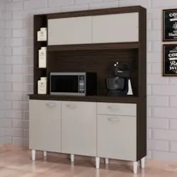 Armário de Cozinha Compacta 140cm Parisi P11 Chocolate/Off White - Mpo