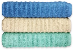 Jogo de toalha de banho 3 peças fio penteado 100% algodão -  Azul/Verde/Bege