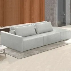 Sofá Ilha Modular com Puff para Sala Living 252cm Georgia Z08 Linho Ci