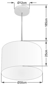 Lustre Pendente Cilíndrico Vivare Md-4113 Cúpula em Tecido 30x25cm - Bivolt