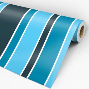 Papel de parede adesivo listrado azul e branco
